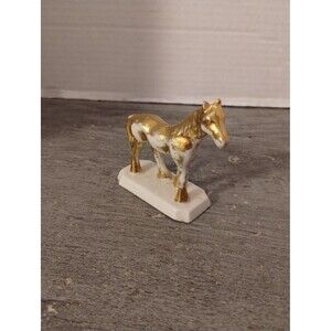 3" Gold and White Horse Figurine